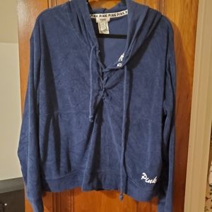 PINK Pull Over Hoodie Navy Size Large